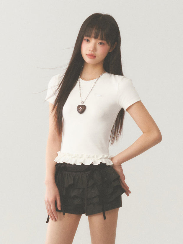 White Ruffle Crop Top