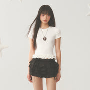 White Ruffle Crop Top