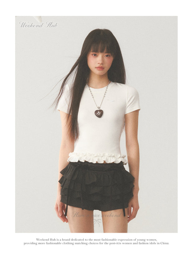 White Ruffle Crop Top