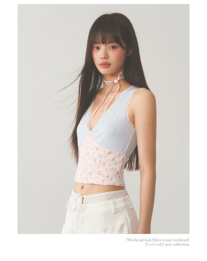 Plaid Lace Camisole Top