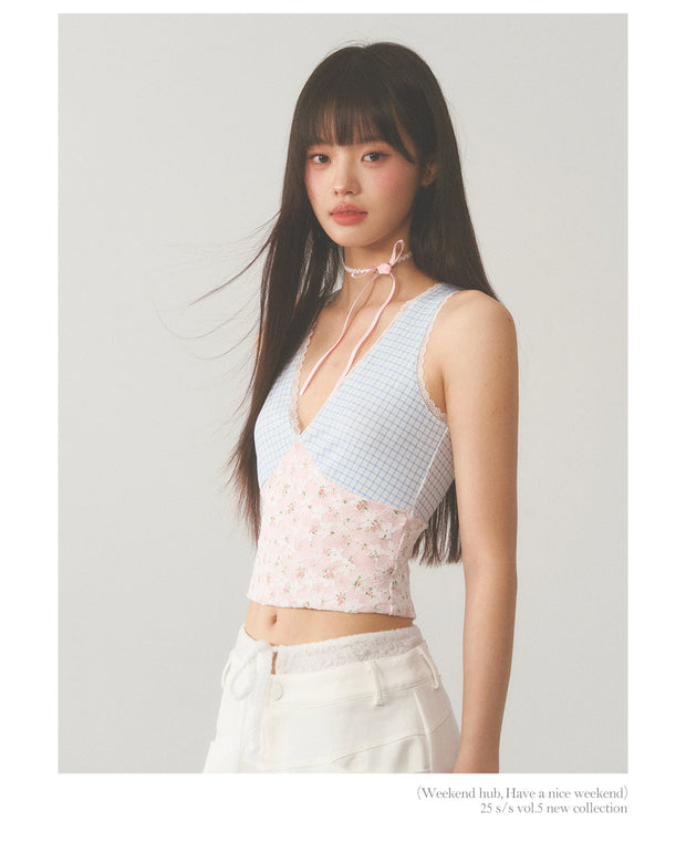 Plaid Lace Camisole Top