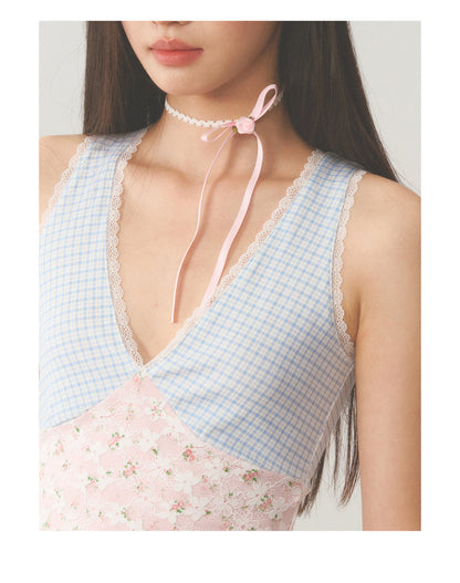 Plaid Lace Camisole Top