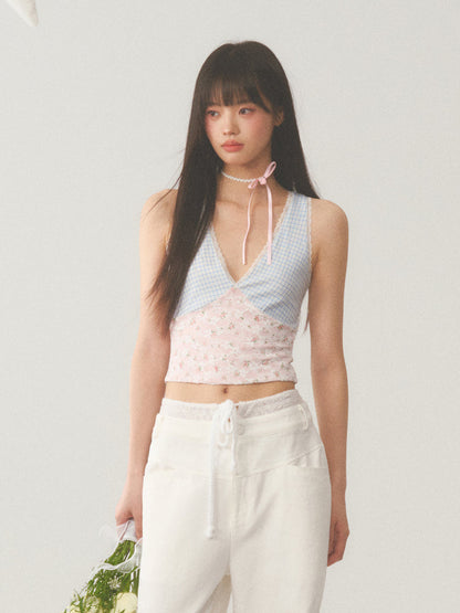 Plaid Lace Camisole Top