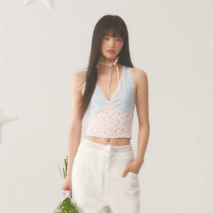 Plaid Lace Camisole Top