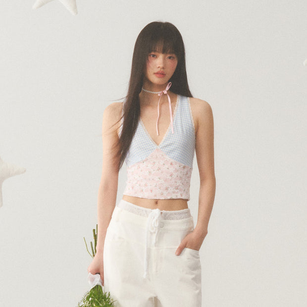 Plaid Lace Camisole Top