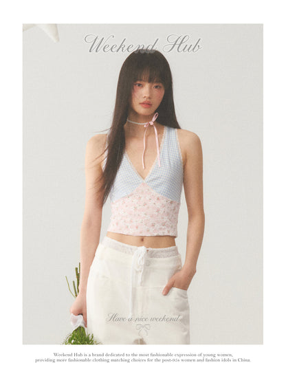 Plaid Lace Camisole Top