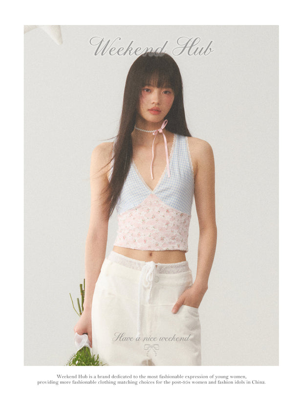Plaid Lace Camisole Top