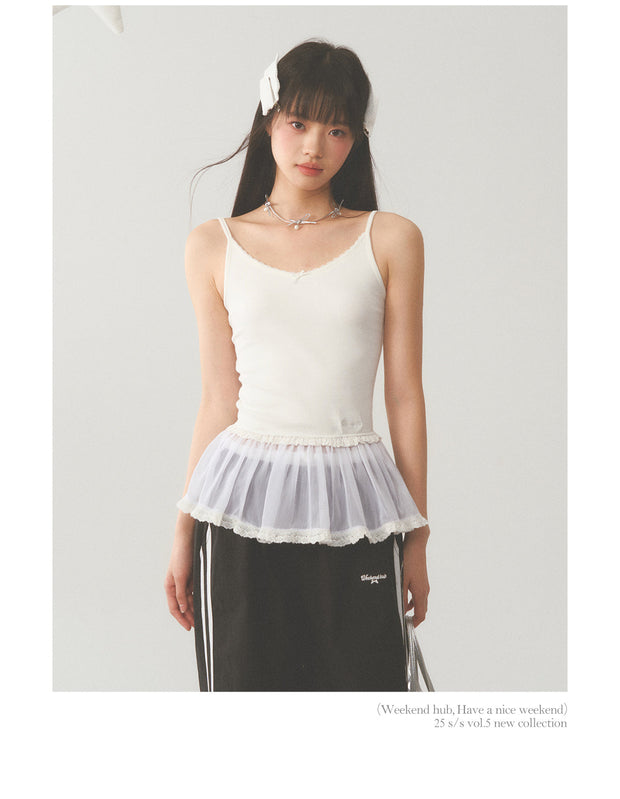 White Lace Hip Vest Top