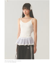 White Lace Hip Vest Top