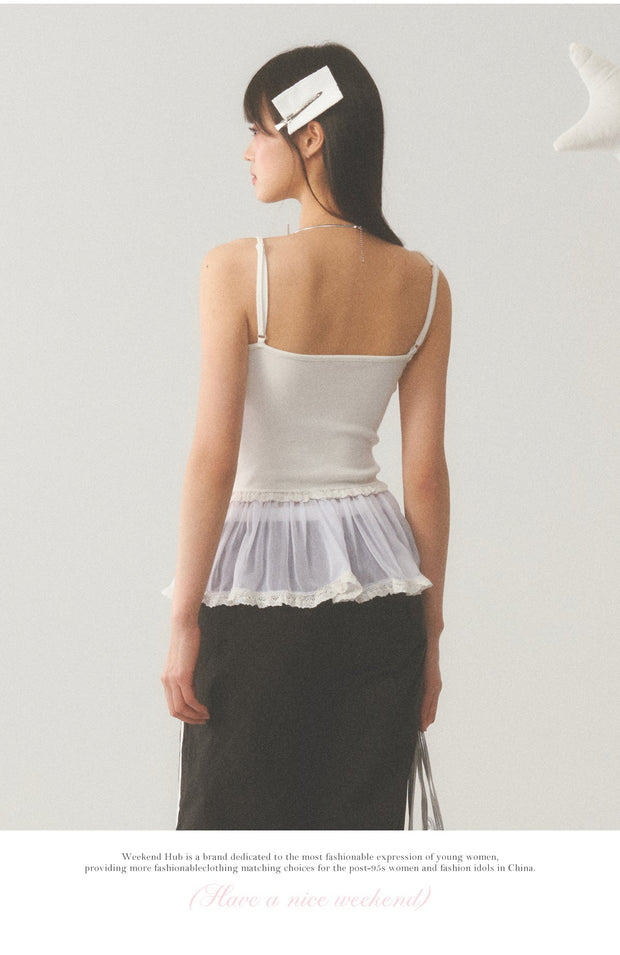 White Lace Hip Vest Top