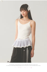White Lace Hip Vest Top
