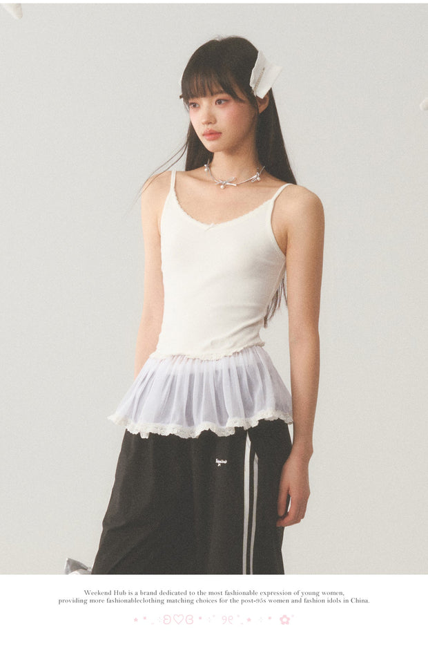 White Lace Hip Vest Top