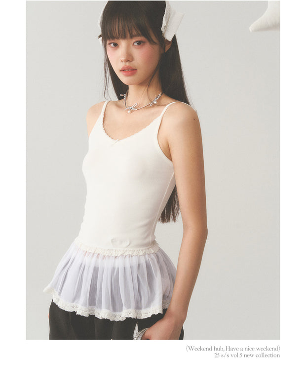 White Lace Hip Vest Top