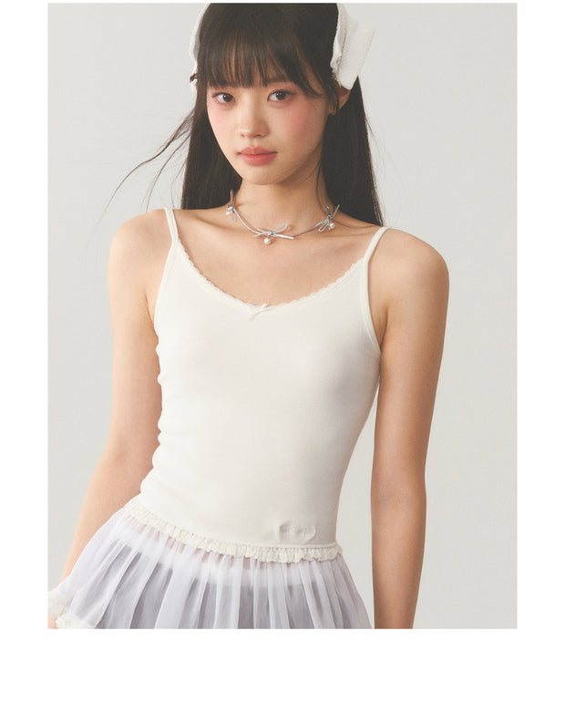 White Lace Hip Vest Top