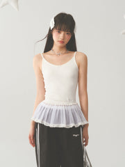 White Lace Hip Vest Top