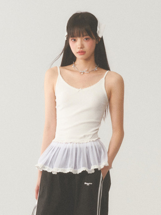 White Lace Hip Vest Top