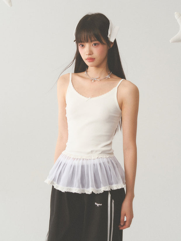 White Lace Hip Vest Top