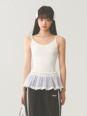 White Lace Hip Vest Top