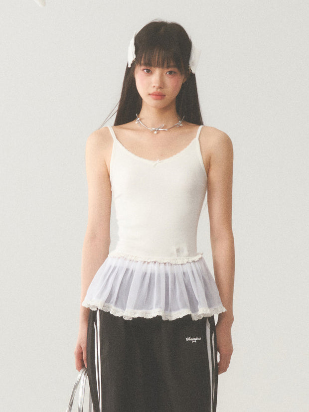 White Lace Hip Vest Top