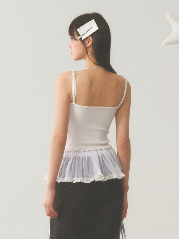 White Lace Hip Vest Top