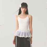White Lace Hip Vest Top