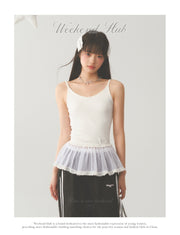 White Lace Hip Vest Top