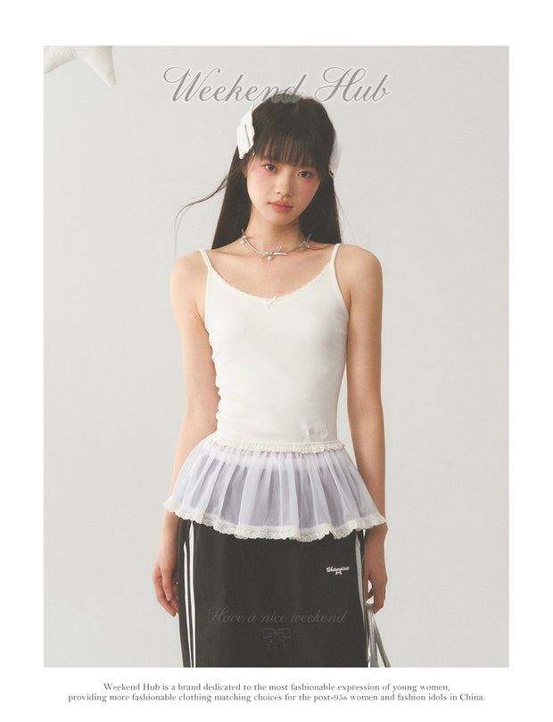 White Lace Hip Vest Top