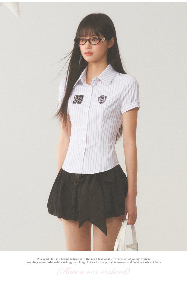 Striped Varsity Blouse Top