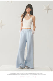 Light Blue White Lace Trim Pants
