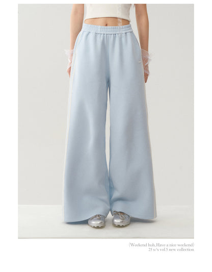 Light Blue White Lace Trim Pants