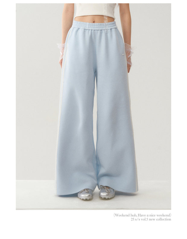 Light Blue White Lace Trim Pants