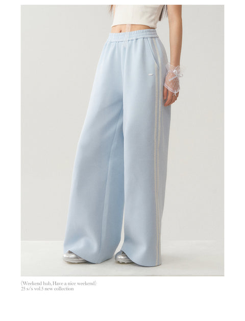 Light Blue White Lace Trim Pants