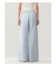 Light Blue White Lace Trim Pants