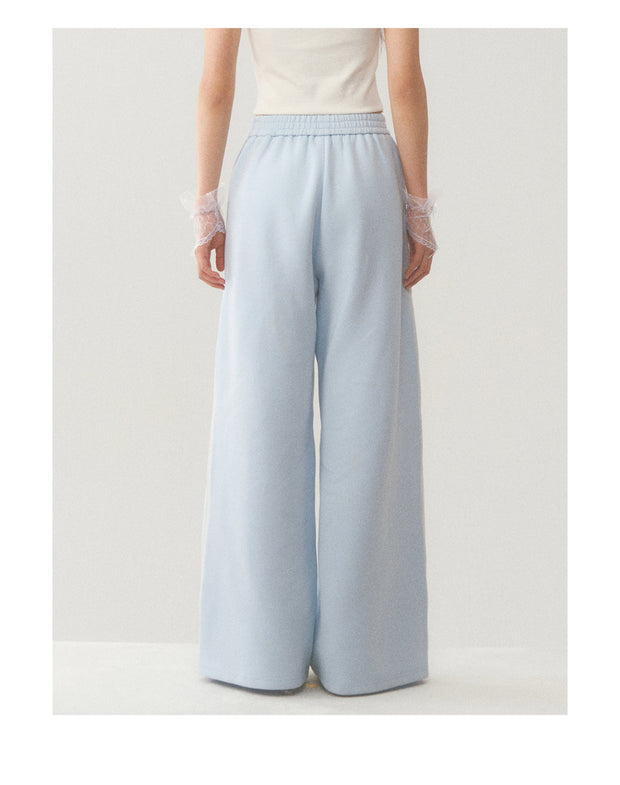 Light Blue White Lace Trim Pants