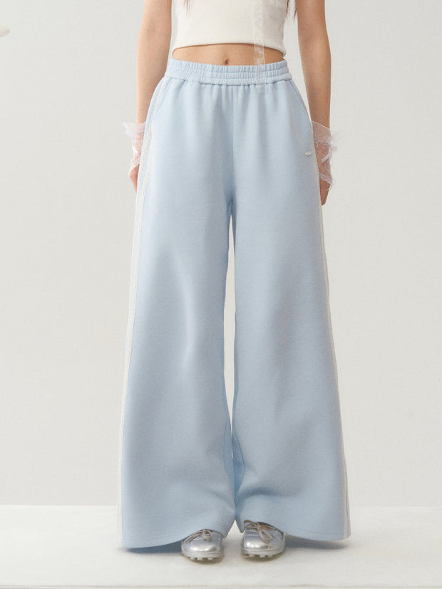 Light Blue White Lace Trim Pants