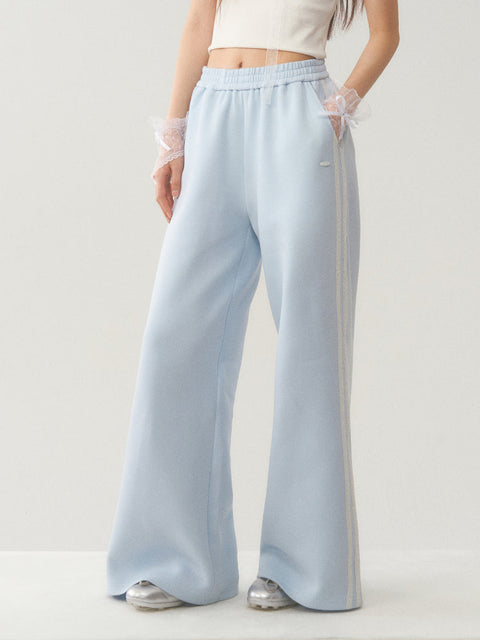 Light Blue White Lace Trim Pants