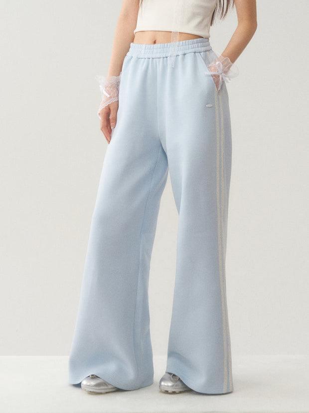 Light Blue White Lace Trim Pants