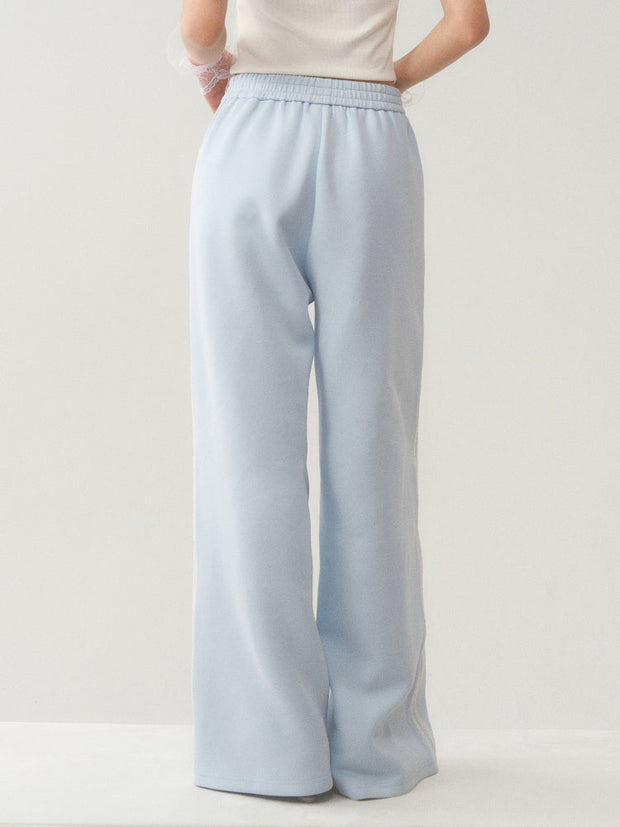 Light Blue White Lace Trim Pants
