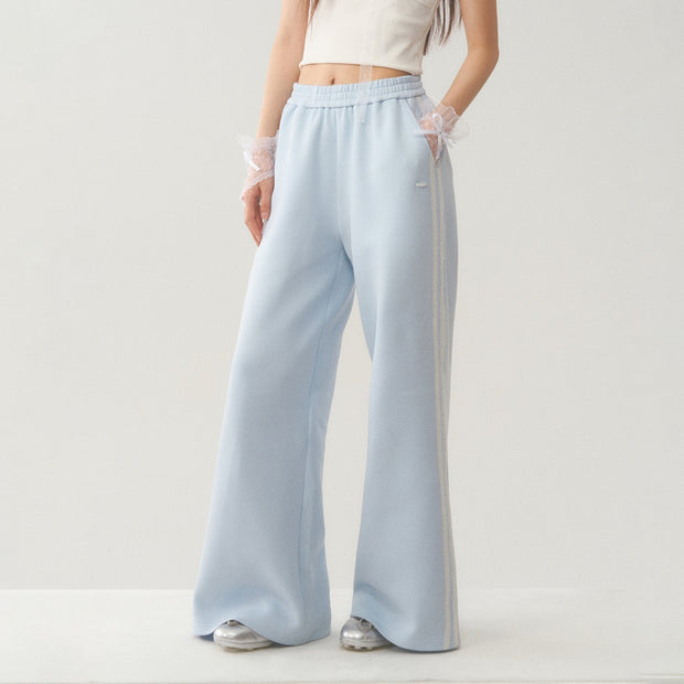 Light Blue White Lace Trim Pants