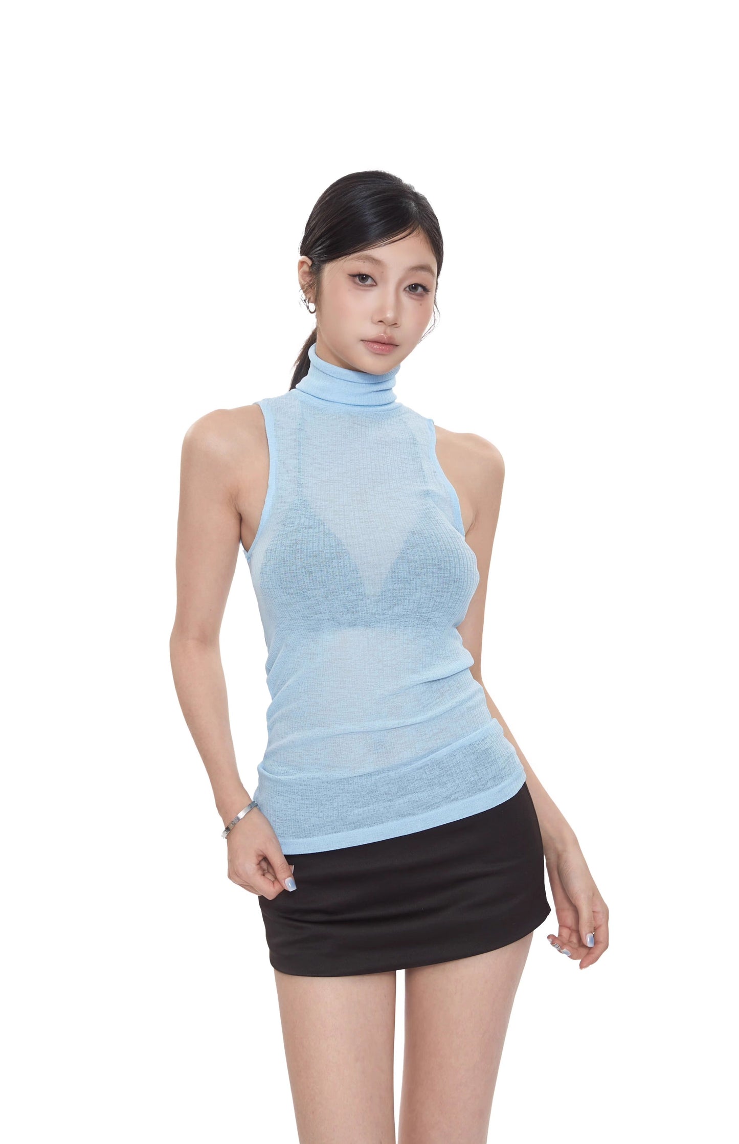 See Through High Neck Top