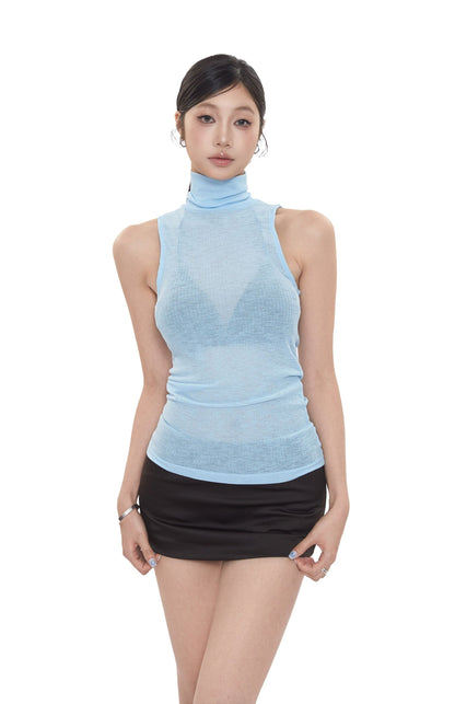 See Through High Neck Top