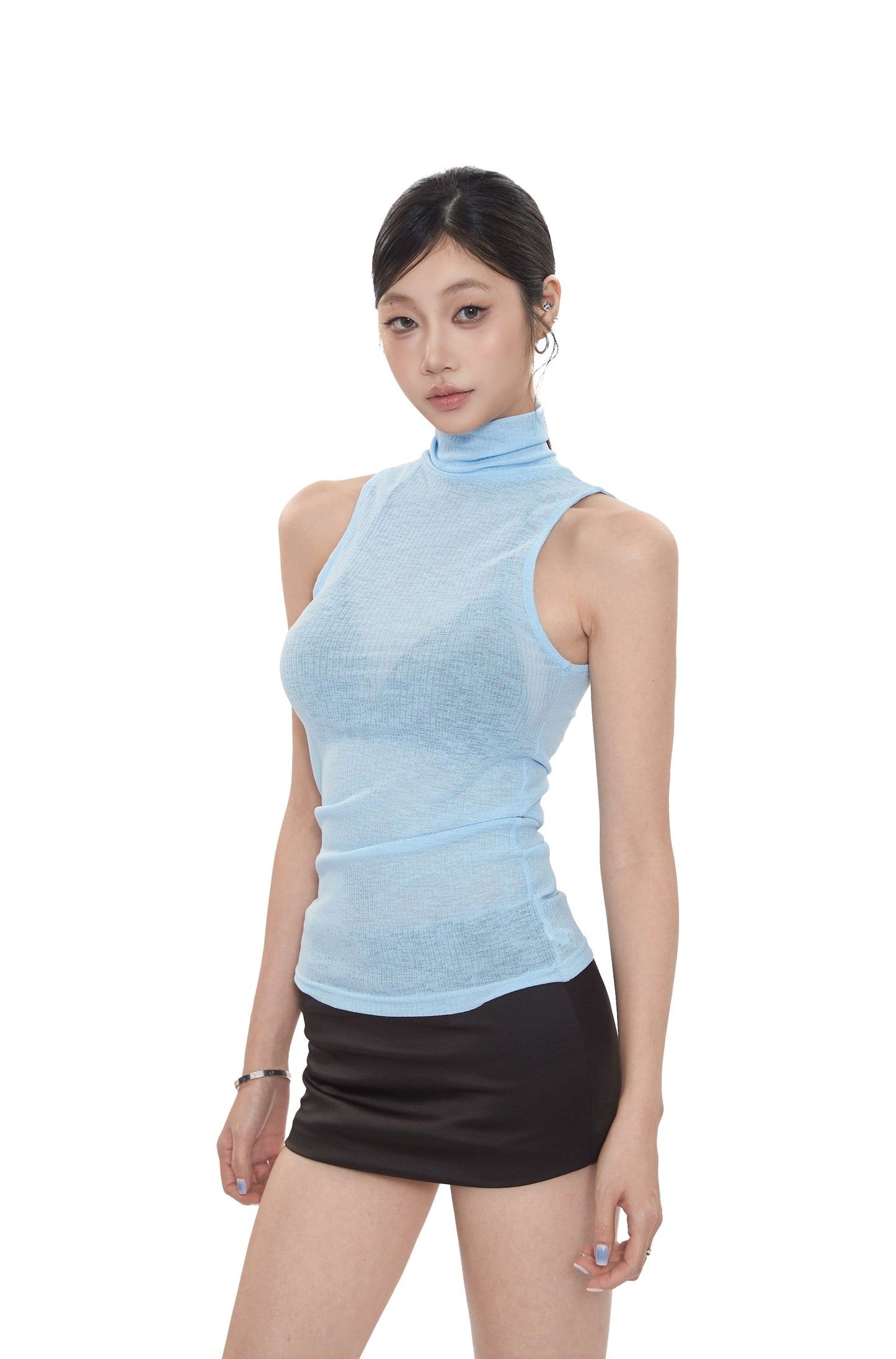 See Through High Neck Top