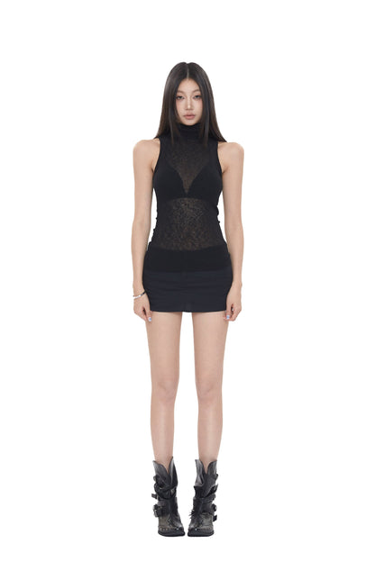 See Through High Neck Top