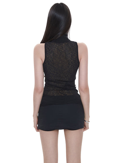 See Through High Neck Top