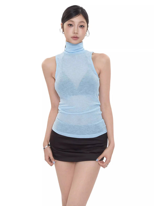 See Through High Neck Top