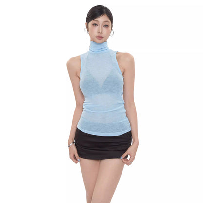 See Through High Neck Top