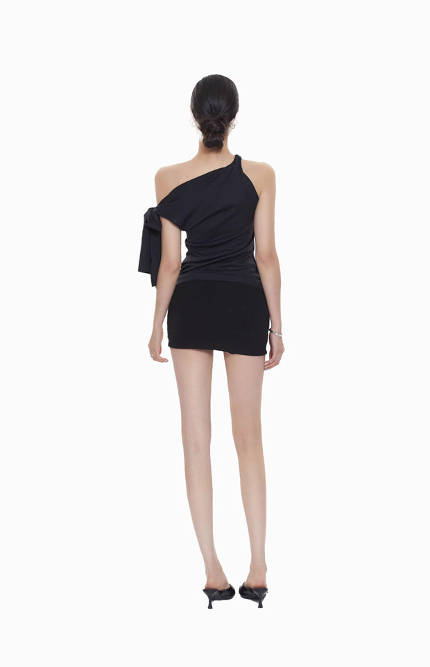 One Shoulder Tie Strap Top