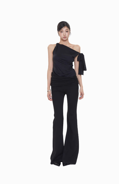 One Shoulder Tie Strap Top