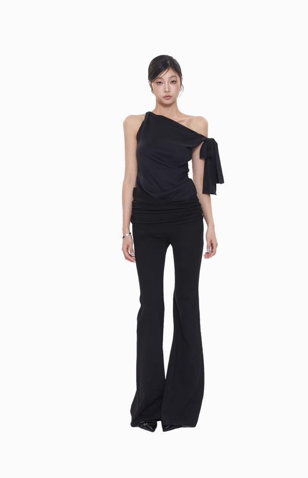 One Shoulder Tie Strap Top