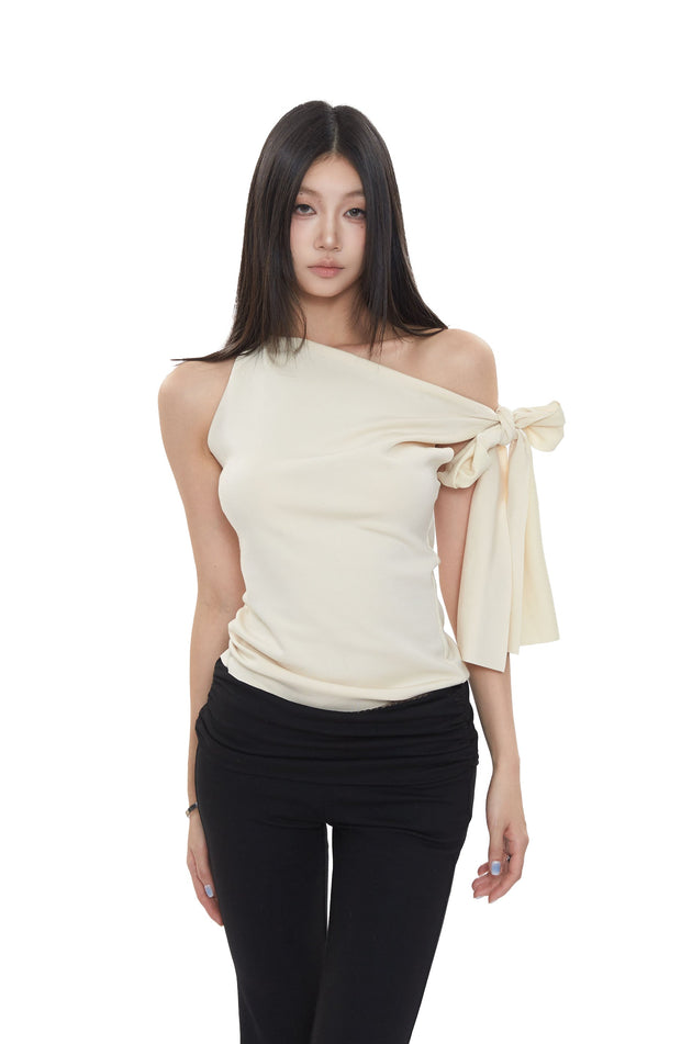 One Shoulder Tie Strap Top
